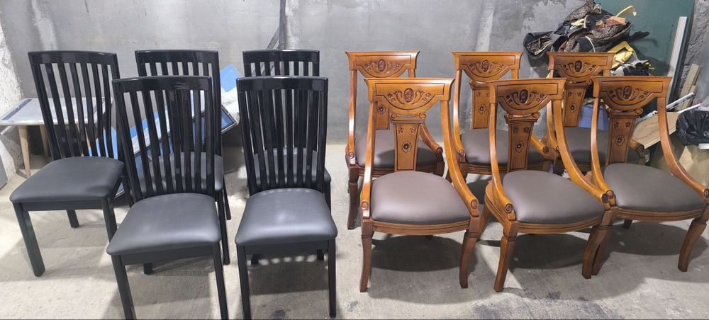 Рестоврация мягкой мебели смена дизайна лакировка стульев реставрация