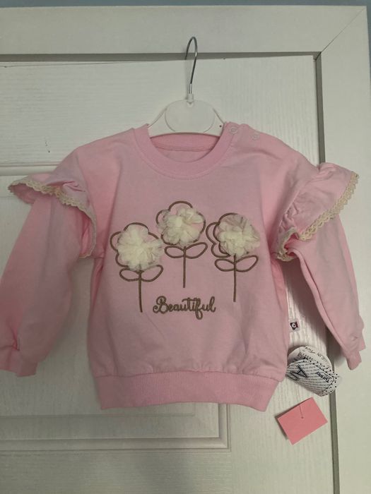 Детски комплект за момиче, 18 месеца, нов, две чати, розов