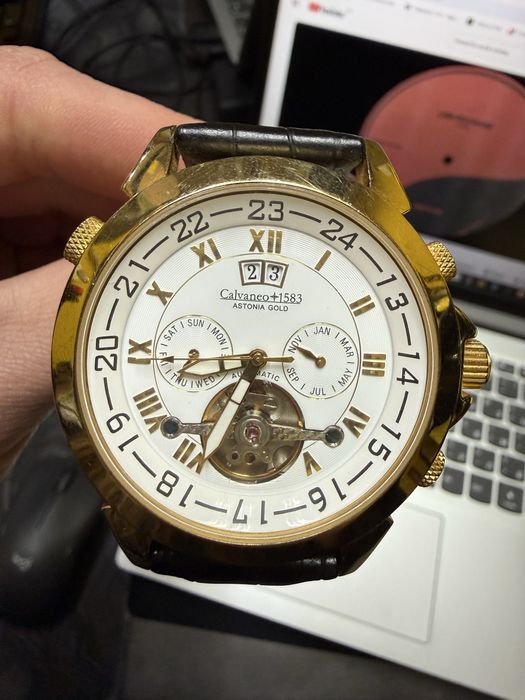 Автоматичен часовник Calvanei 1583 Astonia Gold - Open Heart