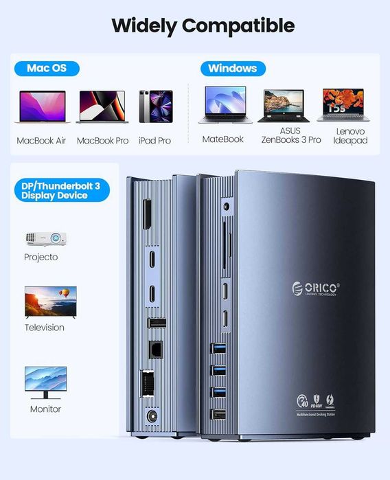ORICO TB3-S3 Thunderbolt 3 Докинг станция 15-в-1 USB C, 60 W 40 Gbps