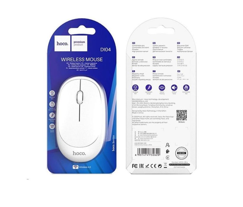 Mouse Wireless HOCO DI04 1200DPI BT / Wi-Fi Alb