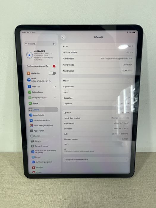 IPad Pro 12.9” M1 512GB Silver Produs in Stare Excelenta