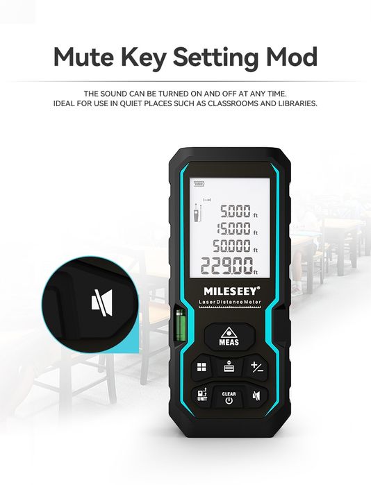 Лазерна ролетка MILESEEY S6, измерване до 60 метра, IP54, червен лазер