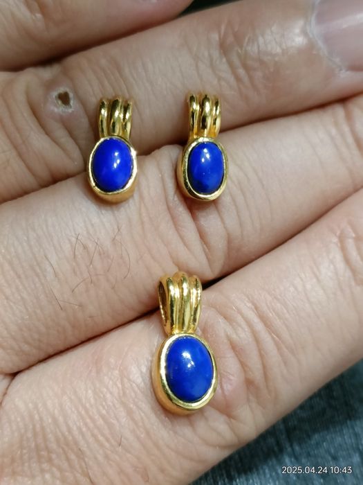 Vind set cercei și pandantiv din aur 8kt cu lapiz lazuli
