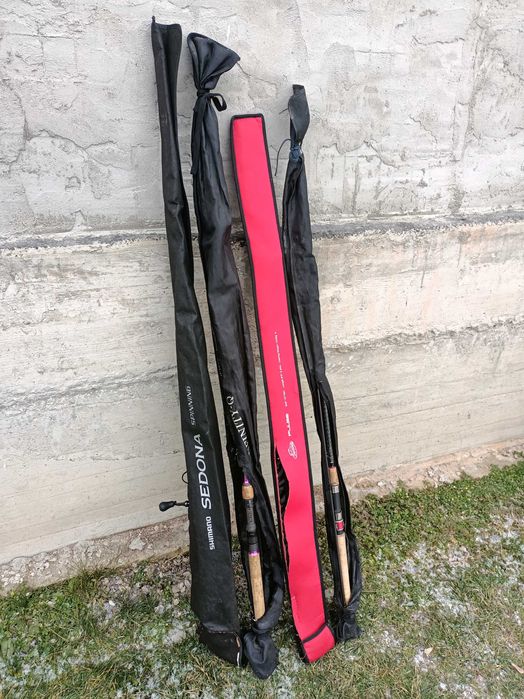 Lansete spinning Shimano pentru pescuit la șalău pe Dunăre.