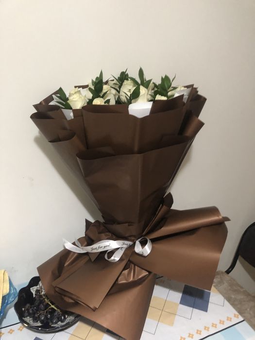 Цветы гүл белые розы 17шт 1метр