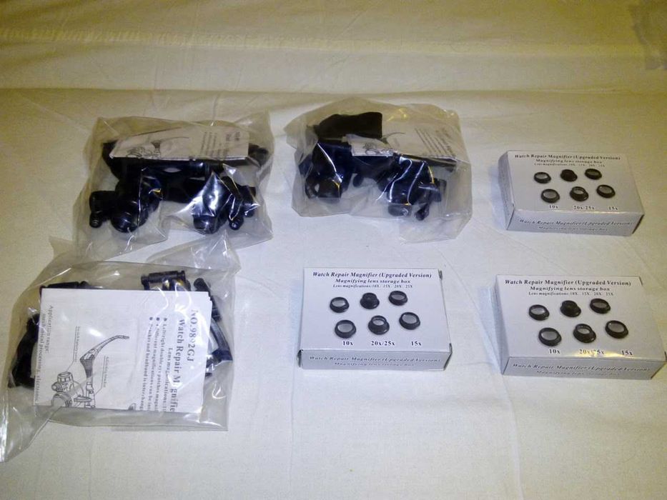 очки+четыре вида увеличительных стекол Х10,Х15,Х20,Х25