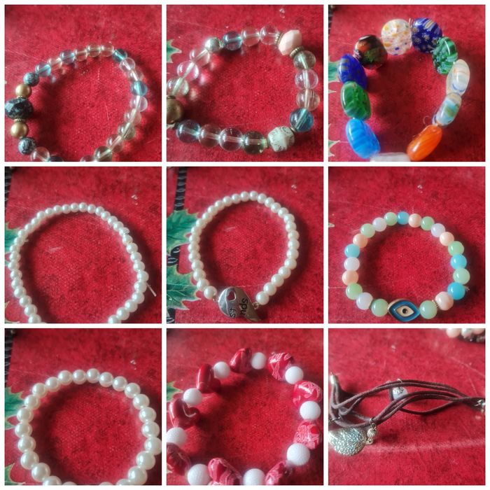 Колиета, дърв. гердани и гривни, шноли за коса