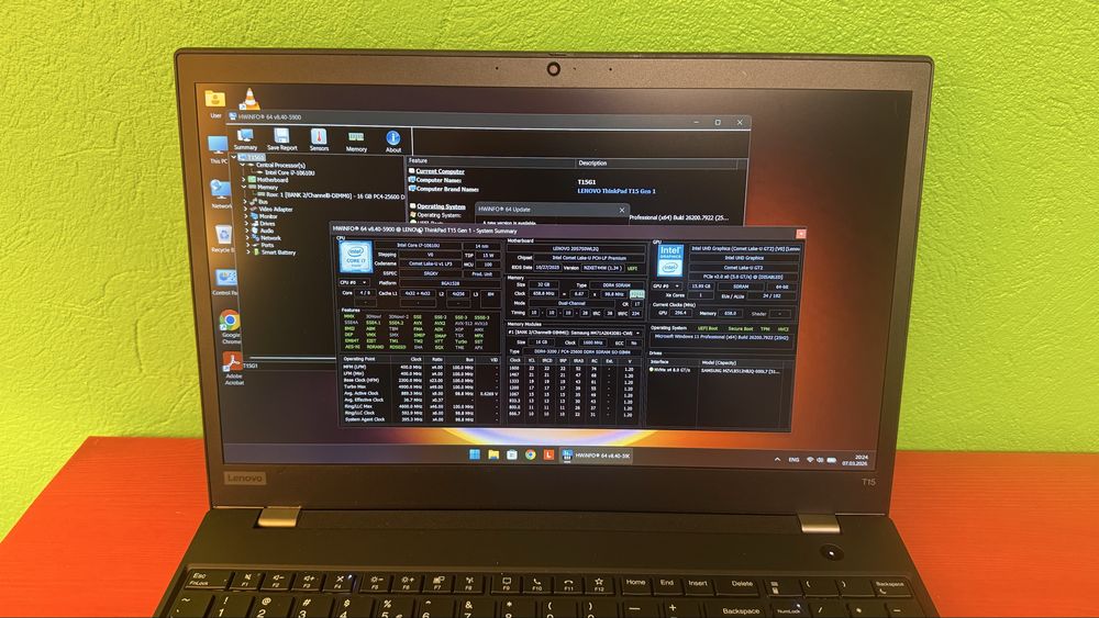 Thinkpad T15 Gen 1, core I7-106110U, 32 GB RAM, 512 GB NVME Samsung