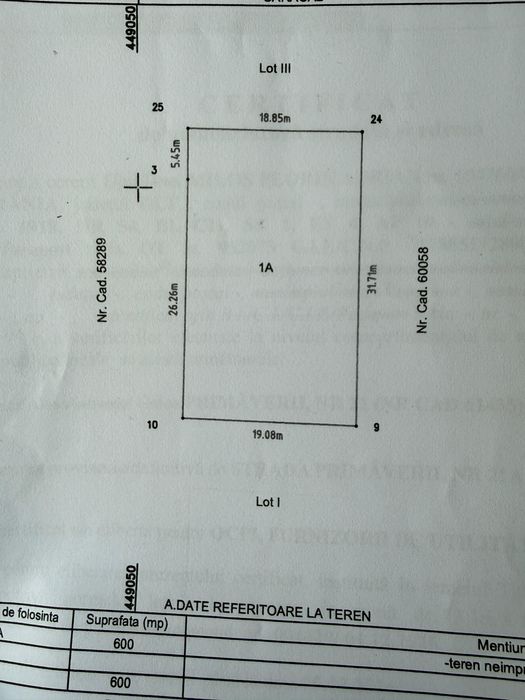 Teren intravilan zona rezidentiala
