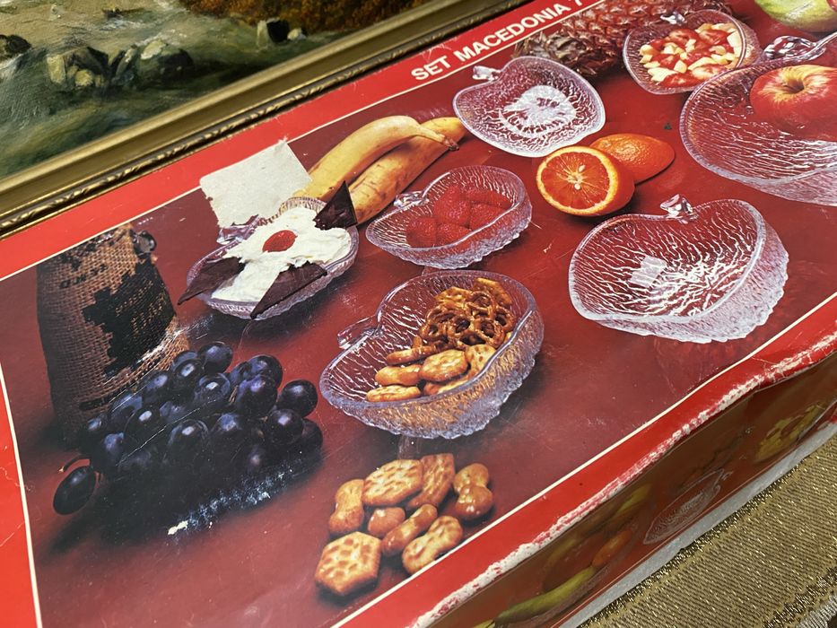 Италиански кристален комплект за ядки и плодове купички