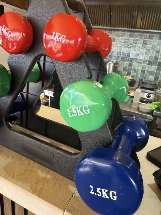Set gantere+Suport 2x2,5 kg+2x1,5 kg+2x1 kg pret 150 lei