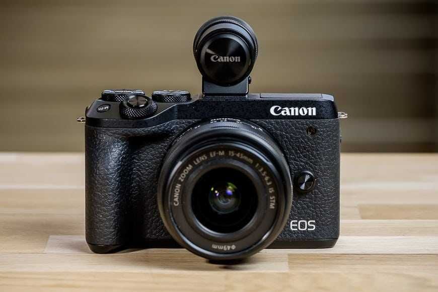 Canon M6 Mark II + визьор + EF адаптер Viltrox + Батерия и обектив
