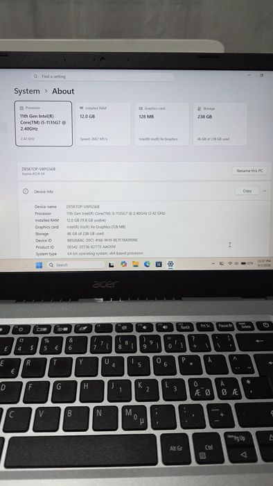Acer Aspire 5 Intel i.5 1135G7 12 gb ddr4!!!