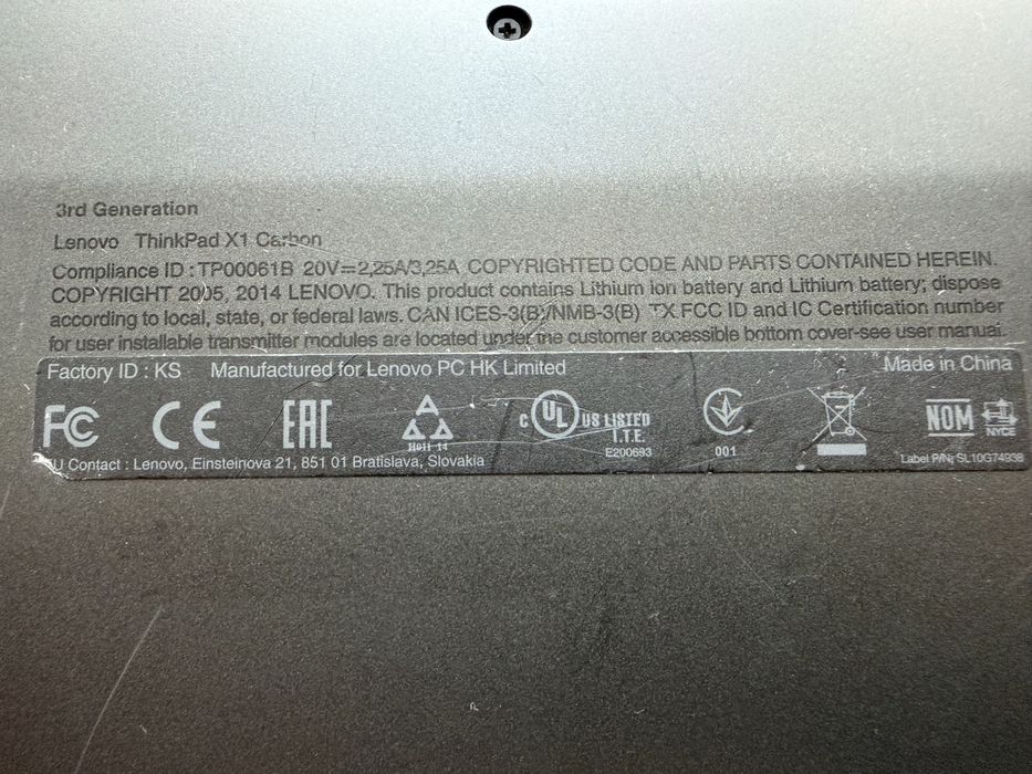 Laptop/Ultrabook Lenovo Thinkpad X1 Carbon 3rd Generation