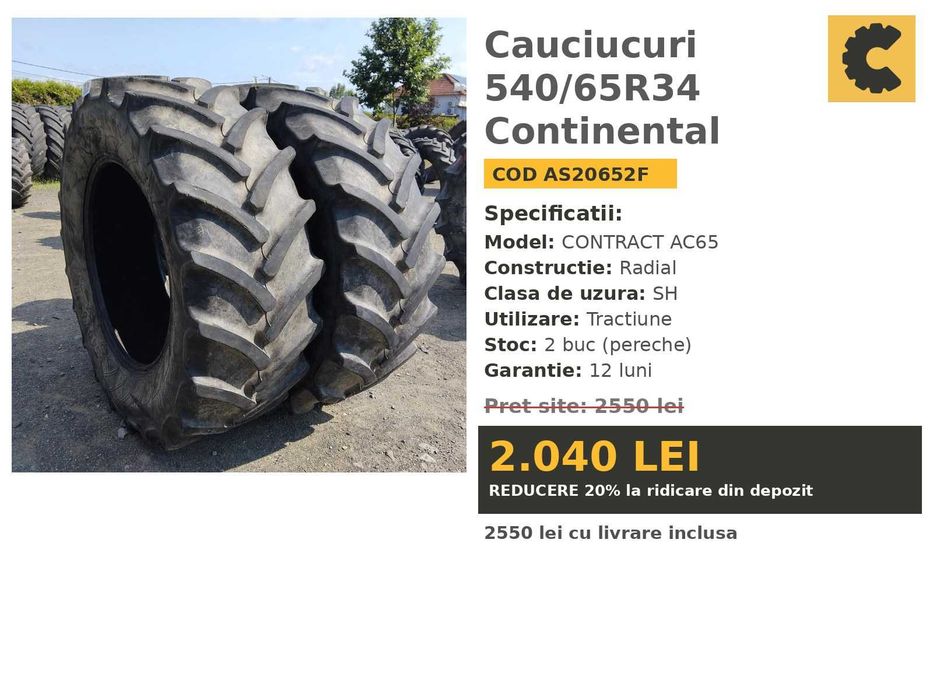 Cauciucuri 540/65R34 Continental Anvelope Tractor PERECHE SH REDUS