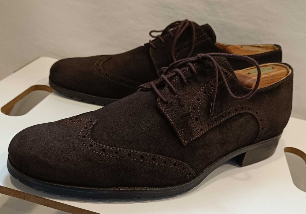Pantofi derby 42 brogue suede Lavoratione Artigianale piele naturala