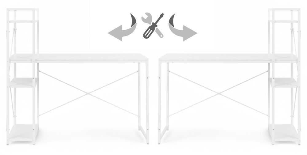 Компютърно бюро ModernHome, дървено, с рафтове, бял,  120*60 см