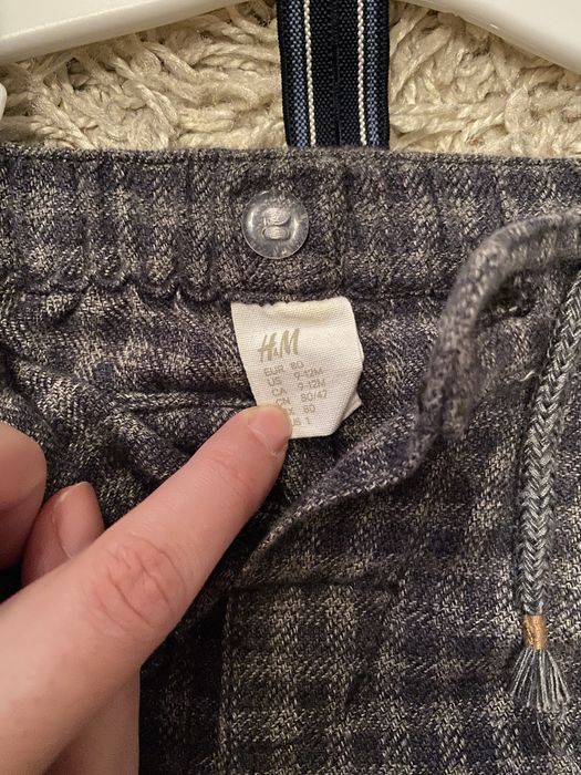 Costum H&M, pantaloni si camasa, marimea 80, 9-12 luni