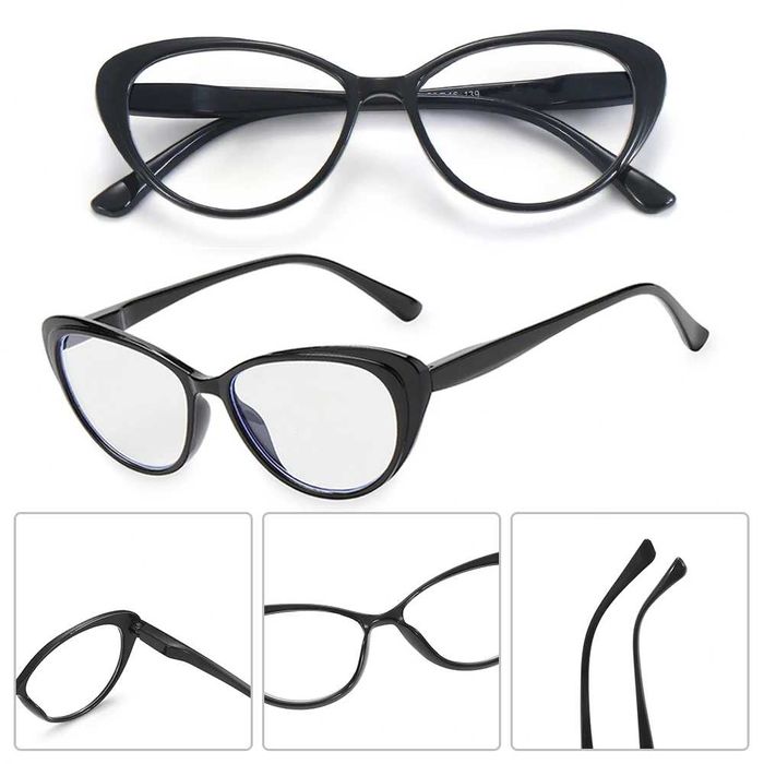 Ochelari de dama cu lentila transparenta, fara dioptrii, rame fete