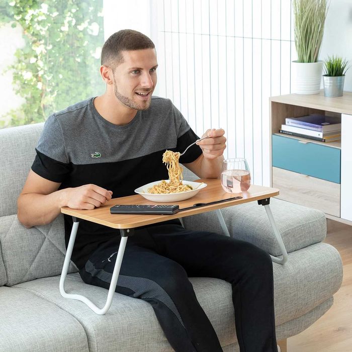 Masuta servire la pat cu suport pentru telefon sau tableta 60x27x40 cm