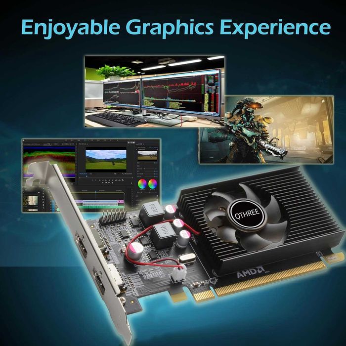Placa video GPU QTHREE Radeon HD 6570 profil redus,HDMI dual,1GB GDDR3 64 biți,desktop PC,PCI-Express X16 computer