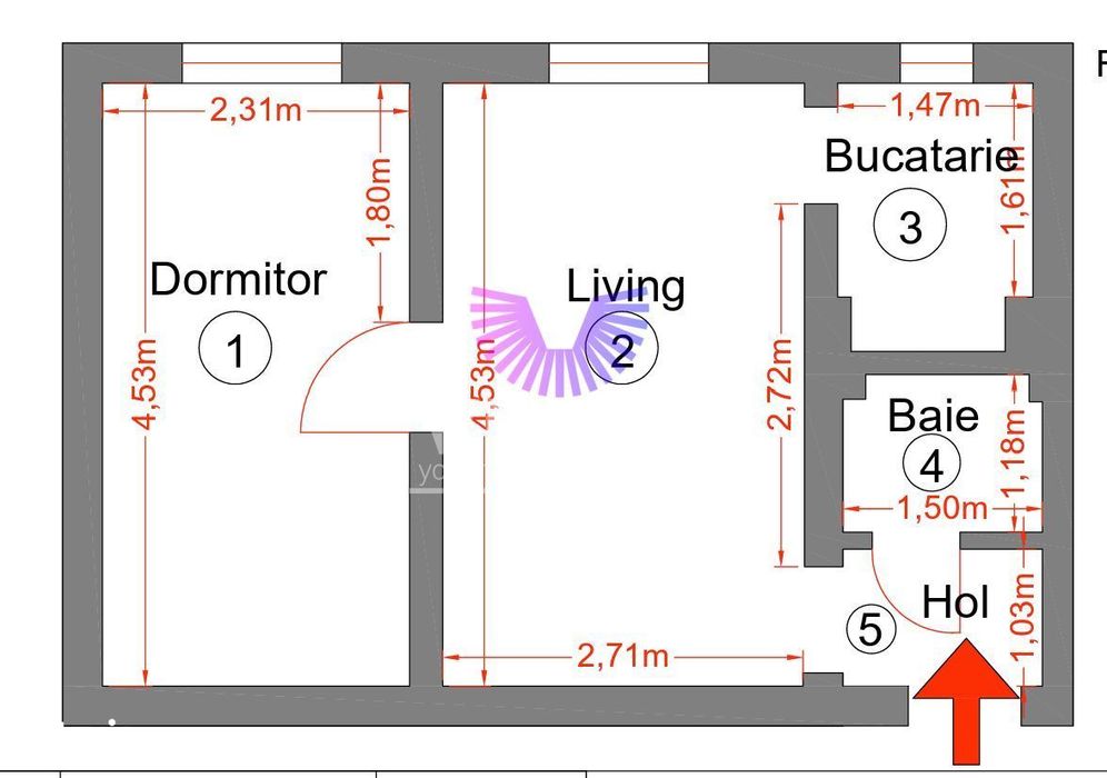 COMISION 0% Apartament 2 camere mobilat si utilat etaj 1