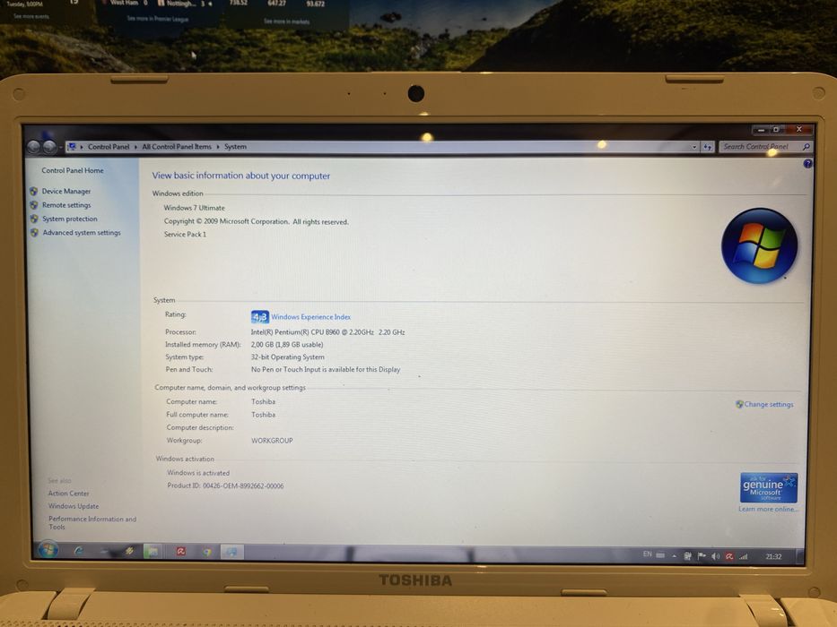 Laptop Toshiba Satellite