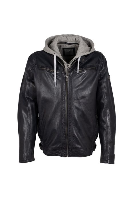 Geaca de Piele Barbati Mauritius Negru/Bleumarin GMBraeden