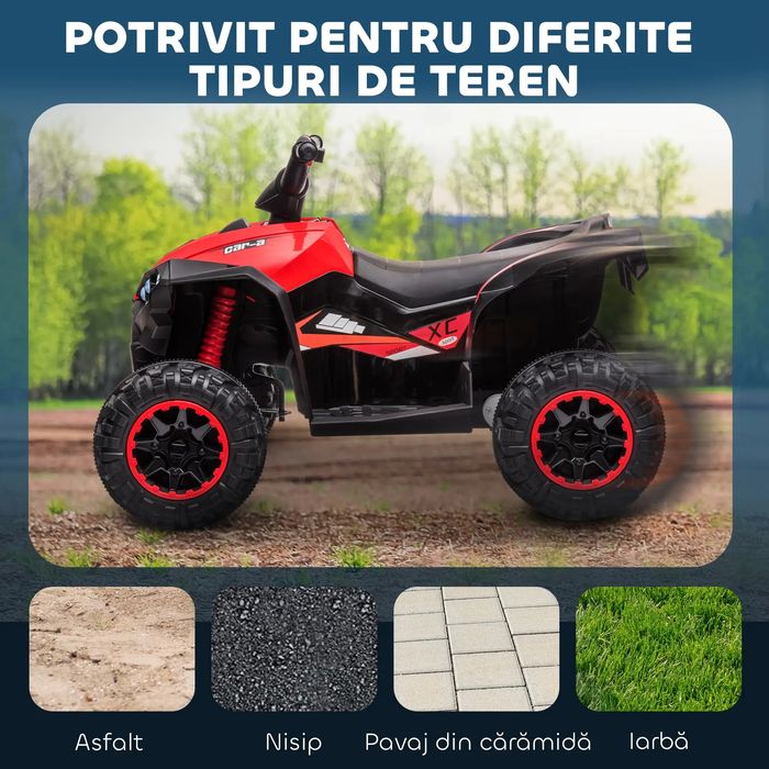 ATV copii Homcom 12v 12ah Bluetooth radio casca bonus