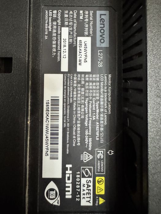 Монитор lenovo l27i-28