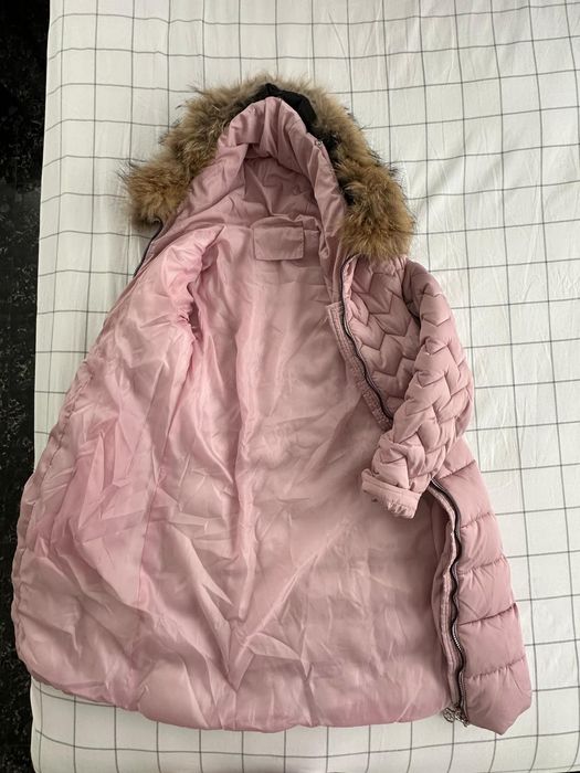 Розова грейка с качулка и пух