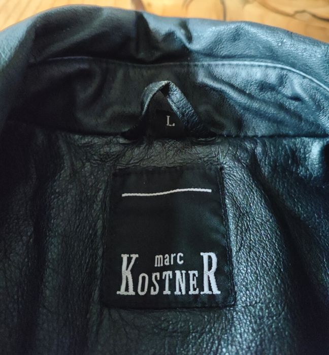 Дизайнерско мъжко черно кожено яке,Marc Kostner,сако,блейзър Л размер