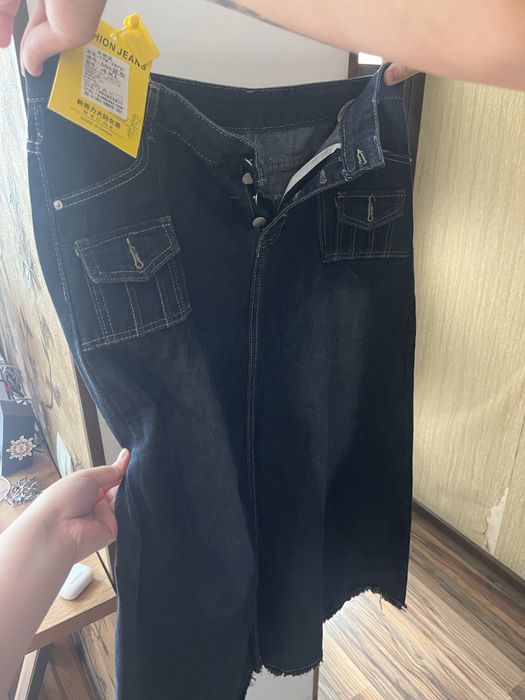 Джинсовая юбка миди