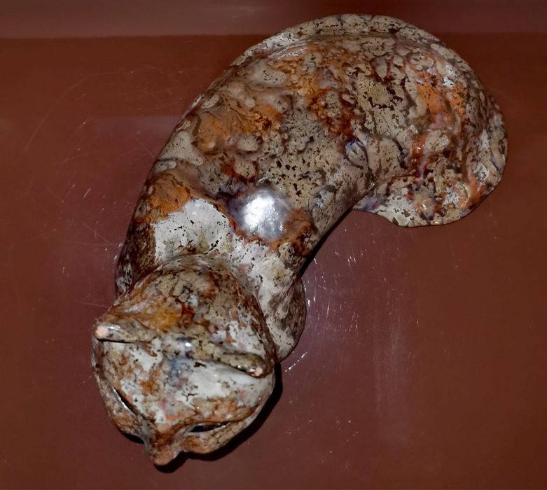 Керамична фигурa на котка тигър, ръчно изработена глазирана арт котка