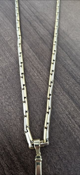 Lant aur 18k plin + Pandantiv cruce 18k