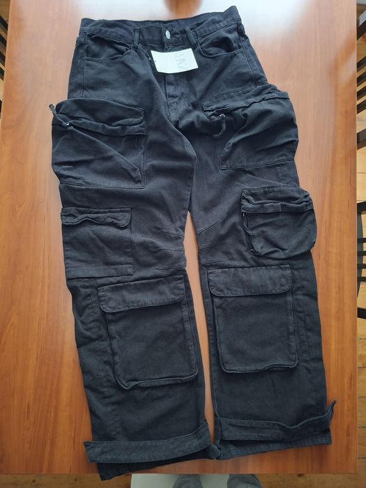 Pantaloni denim cargo cu buzunare