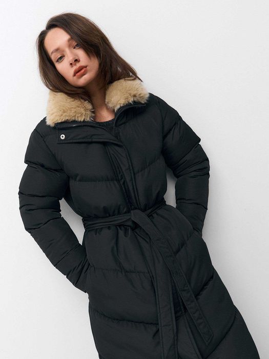 Дълго Дамско зимно яке в черен цвят