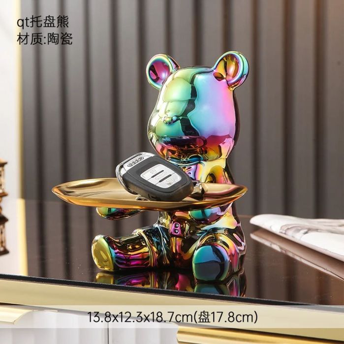 Статуэтка для интерьера, с подносом,Медведь копилка