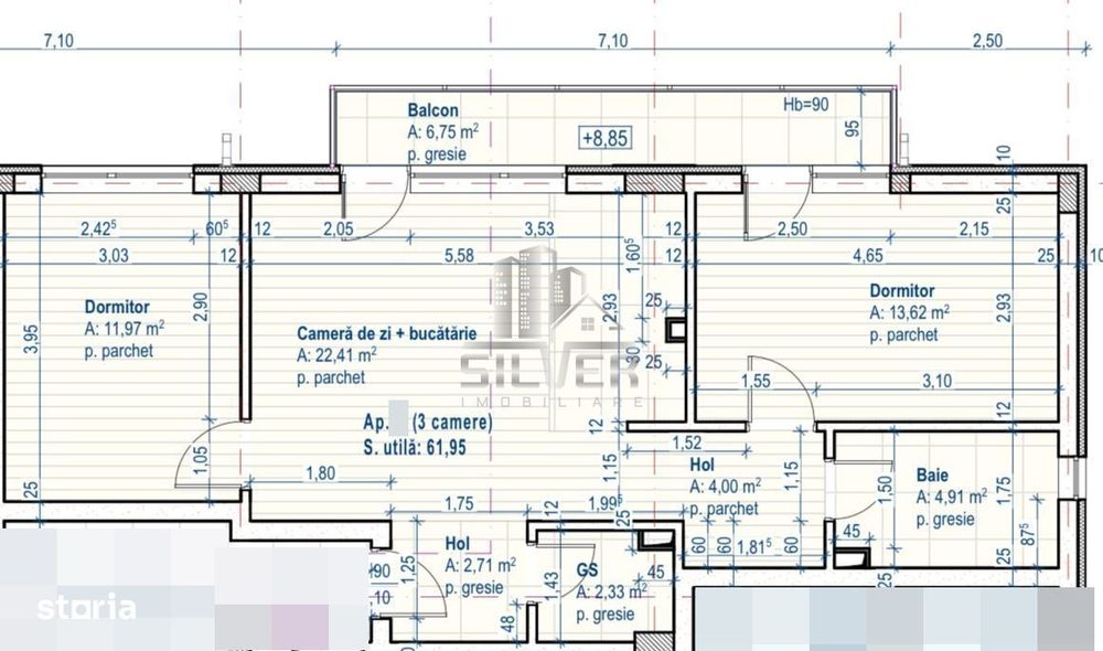 Apartament cu 3 camere/62mp/CF/zona linistita — fotografia 3
