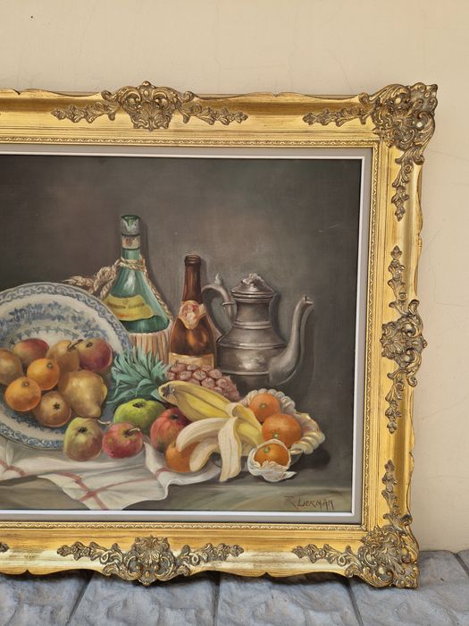 Превъзходна антикварна белгийска авторска картина масло върху платно