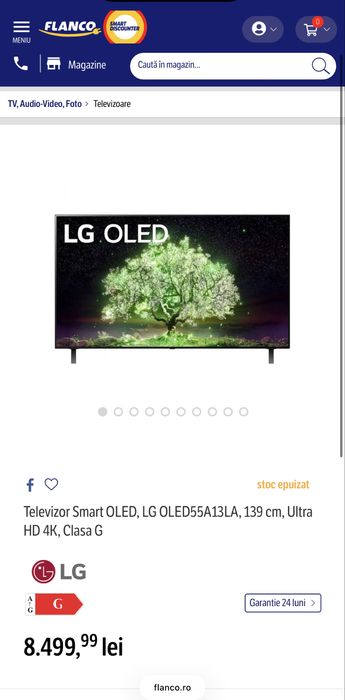 TV LG OLED 139 cm Smart 4K Ultra HD OLED55A13LA