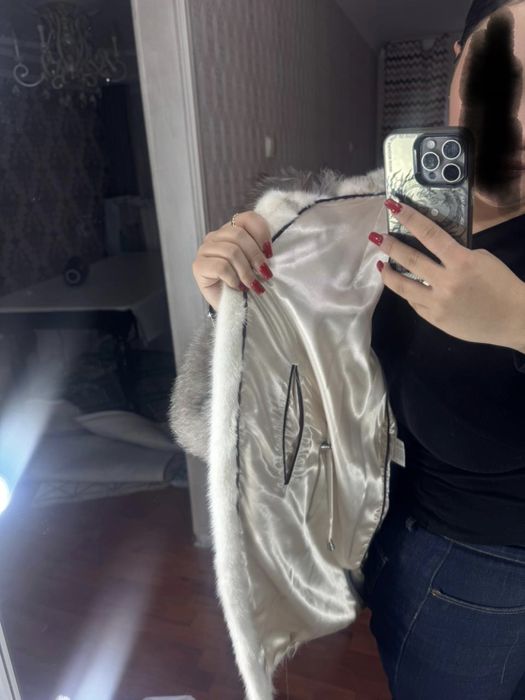 Шуба норка белая сера