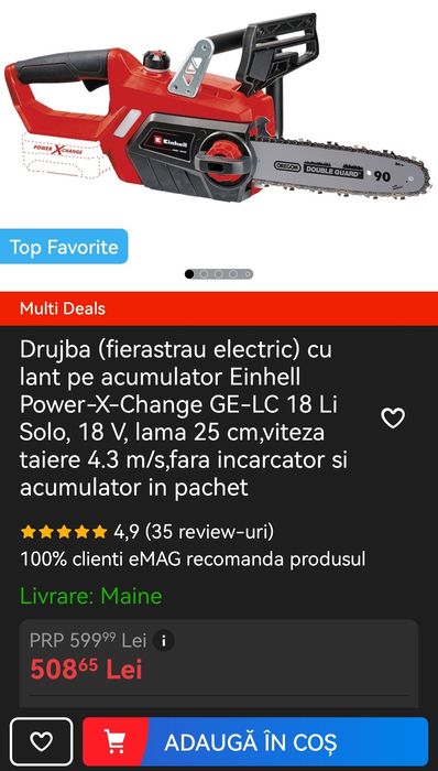 Motoferastrau EINHELL  cu acumulator
