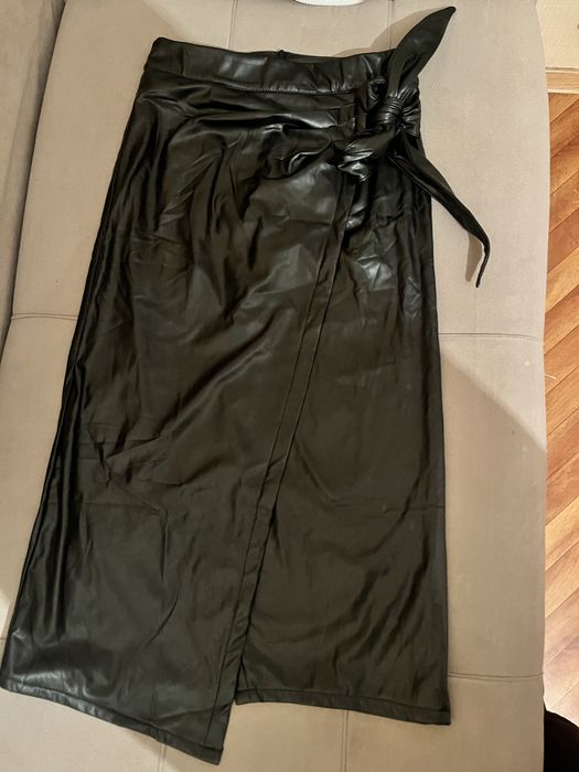 Юбка кожанная длина миди