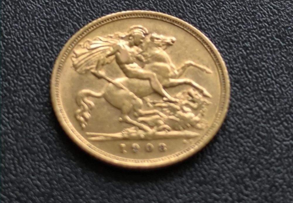 1/2 британски суверен Едуард VII 1908 година