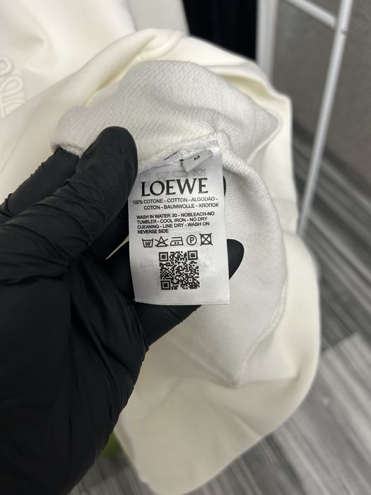 Hanorac Loewe alb premium anagram logo brodat gros hoodie streetwear