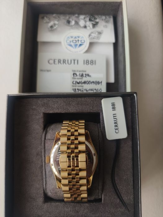 Мъжки часовник Cerruti 1881 – Златист със Зелен циферблат (Пълен комплект / Нов)