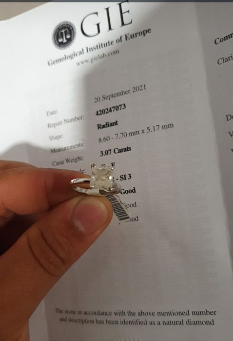 Inel Diamant Radiant claritate SI2-SI3