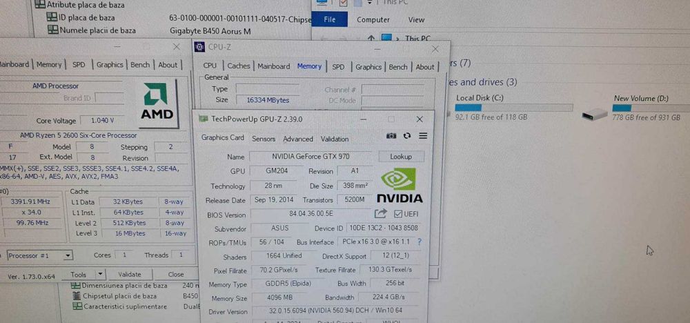 Gaming PC Ryzen 5 2600/GTX 970-4GB/16 GB DDR4/SSD+HDD/GTA5/CS GO,etc